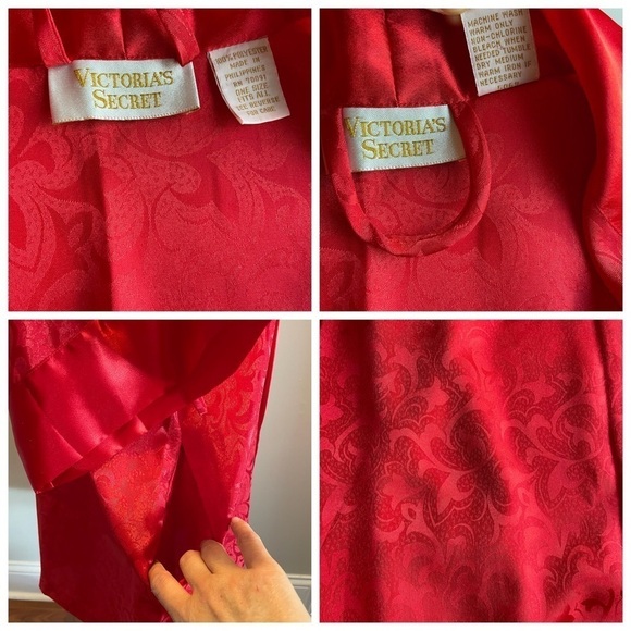 Victorias Secret Satin Robe Kimono Ruby Red Size Large XLarge OSFA Vintage - Picture 7 of 10